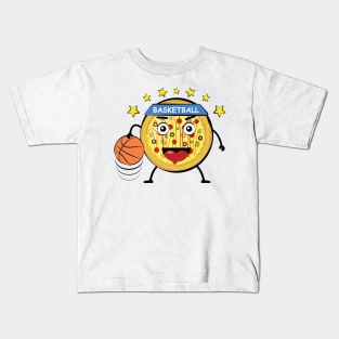 Pizza Basketball Player - Funny Character Illustration Kids T-Shirt